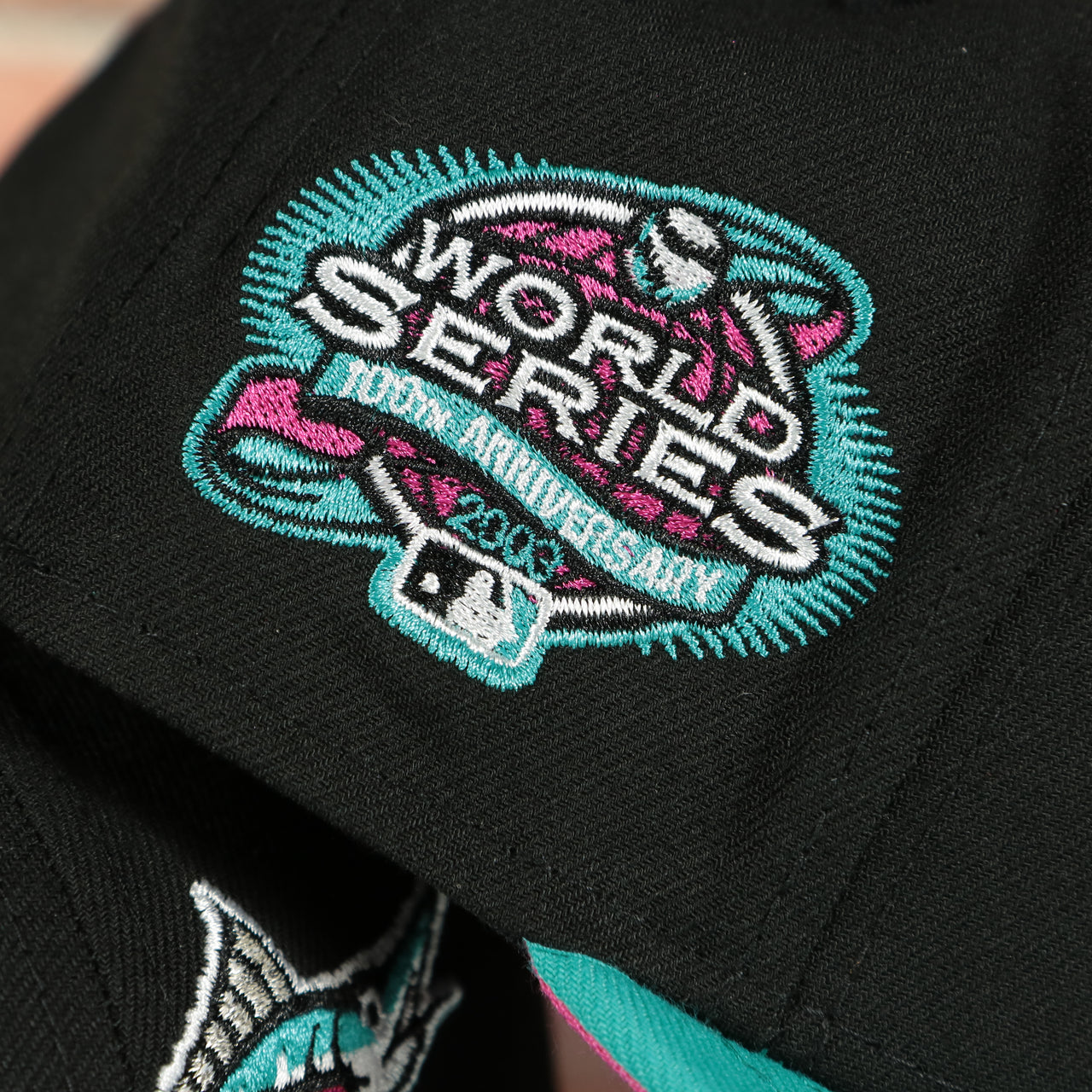 1000th anniversary side patch on the Florida Marlins 2003 World Series 100th Anniversary Side Patch 59FIFTY Fitted Cap | Vice Blue Pack