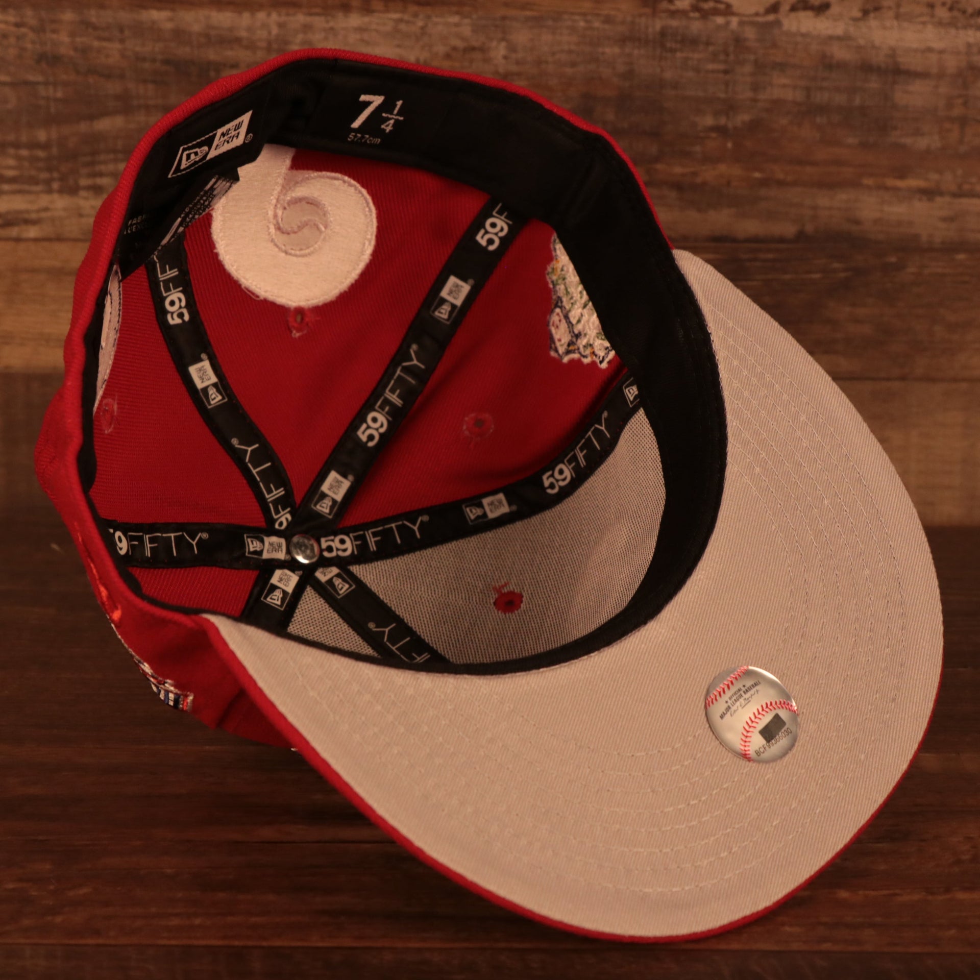 Interior of the Philadelphia Phillies "Patch Pride" All Over Gray Bottom Side Patch 59Fifty Fitted Cap