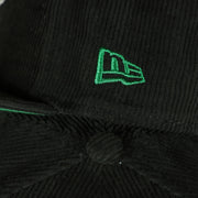 new era logo on the Philadelphia Eagles Throwback Veterans Stadium Side Patch Black Corduroy Kelly Green Bottom 59Fifty Fitted Cap | Corduroy Fitted Pack