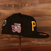 Wearer's right of the Pittsburgh Pirates "Patch Pride" All Over Gray Bottom Side Patch 59Fifty Fitted Cap