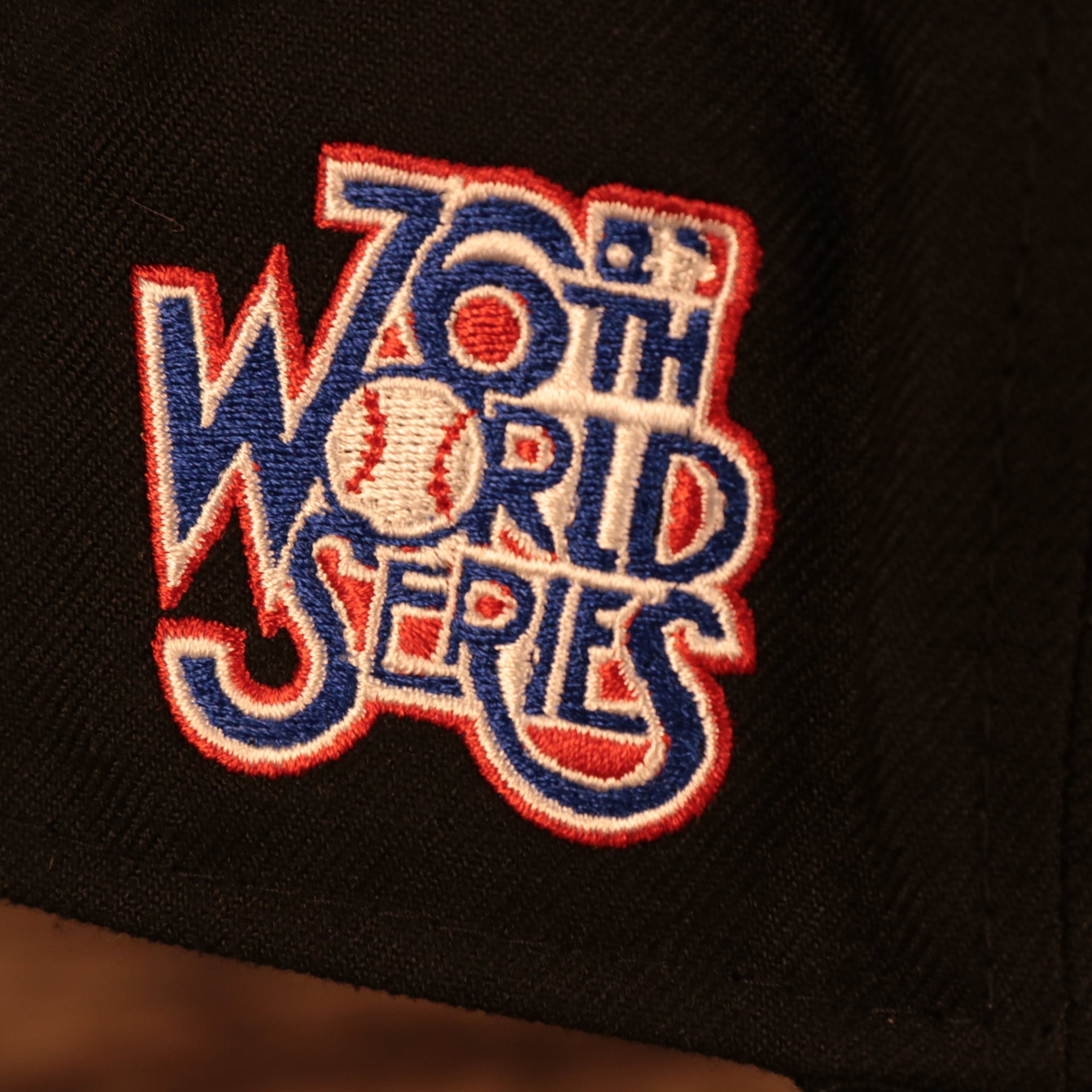 Close up of the 76th World Series side patch on the Pittsburgh Pirates "Patch Pride" All Over Gray Bottom Side Patch 59Fifty Fitted Cap