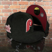 Philadelphia Phillies Cooperstown World Champions Side Patch Black Maroon Bottom Corduroy 59Fifty Fitted Cap | Corduroy Fitted Pack