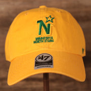 front of the Minnesota North Stars Yellow Adjustable Retro Dad Hat