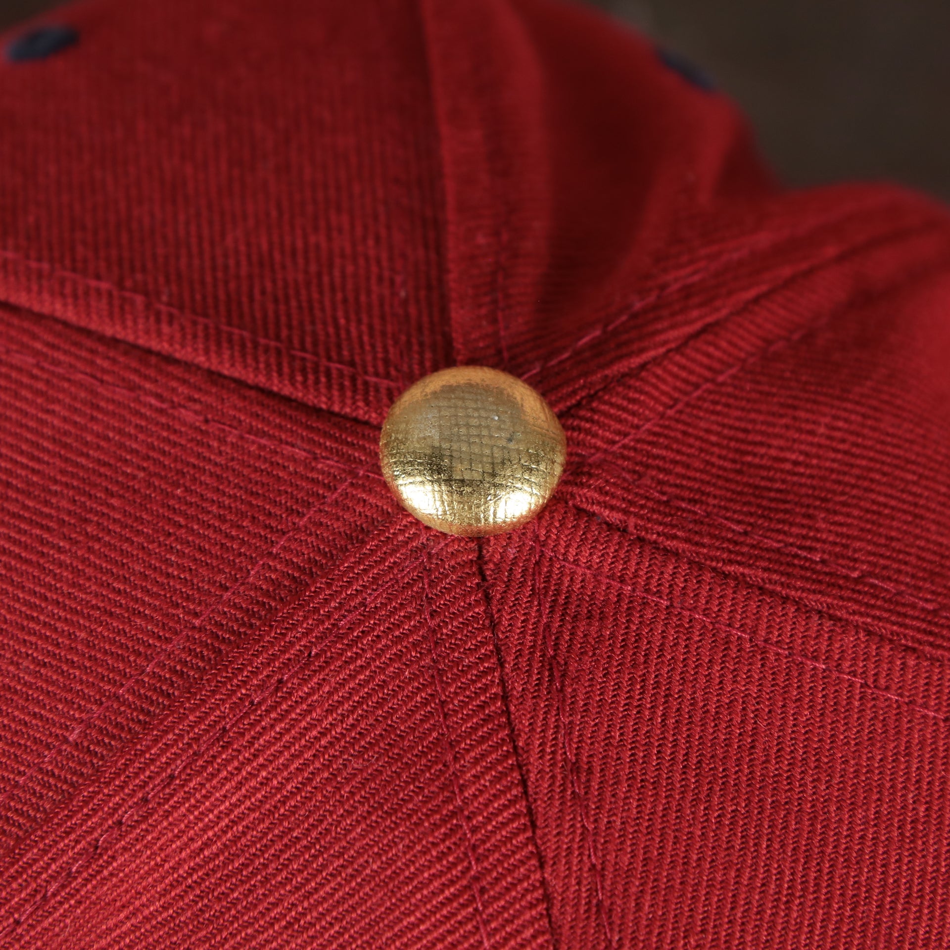 gold button on the American Flag Fourth of July Gold Trim Red on Navy Blue Snapback Hat