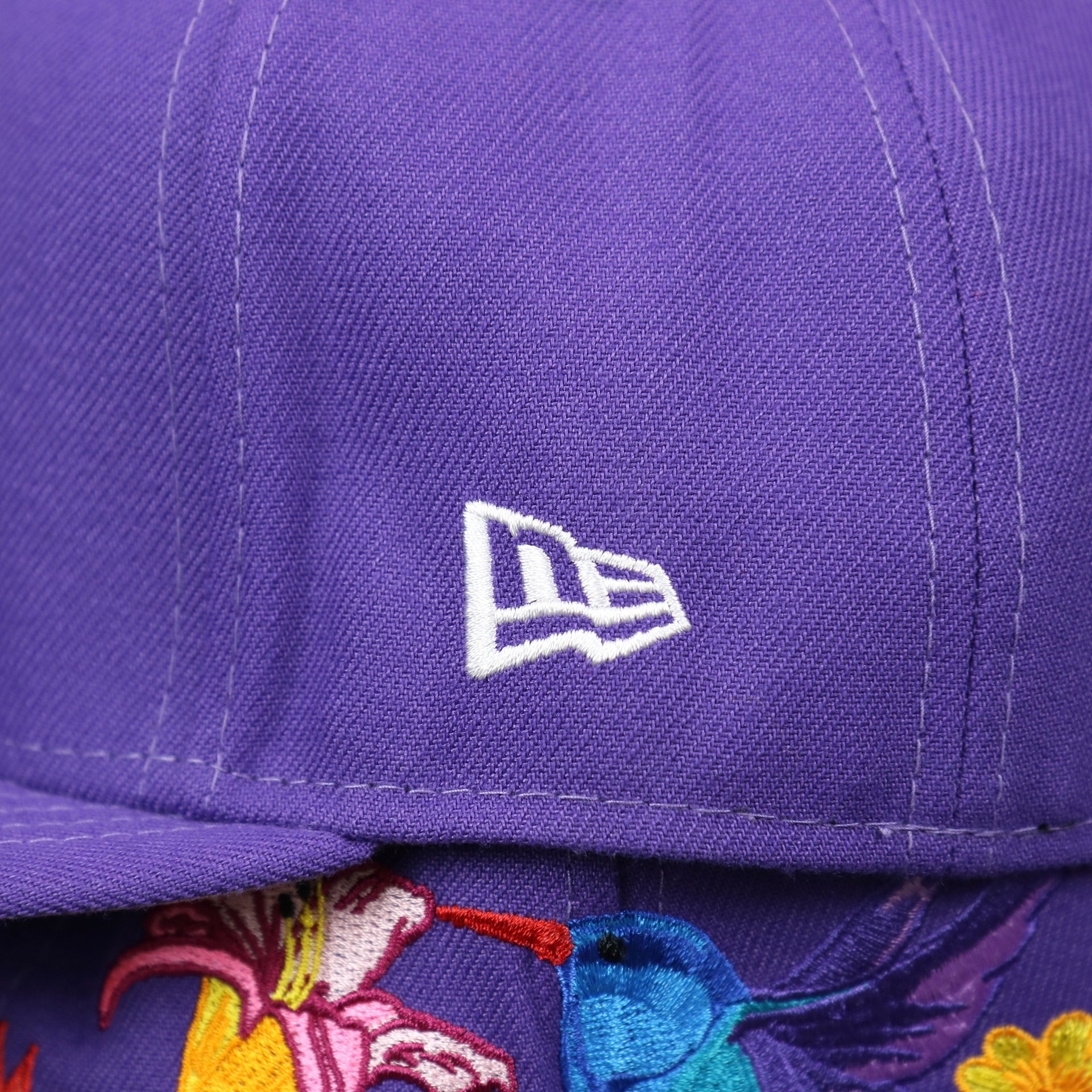 The New Era Logo on the Cooperstown Arizona Diamondbacks Gray Bottom Bloom Spring Embroidery 59Fifty Fitted Cap | Purple 59Fifty Cap
