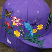The Bloom Embroidery on the Cooperstown Arizona Diamondbacks Gray Bottom Bloom Spring Embroidery 59Fifty Fitted Cap | Purple 59Fifty Cap