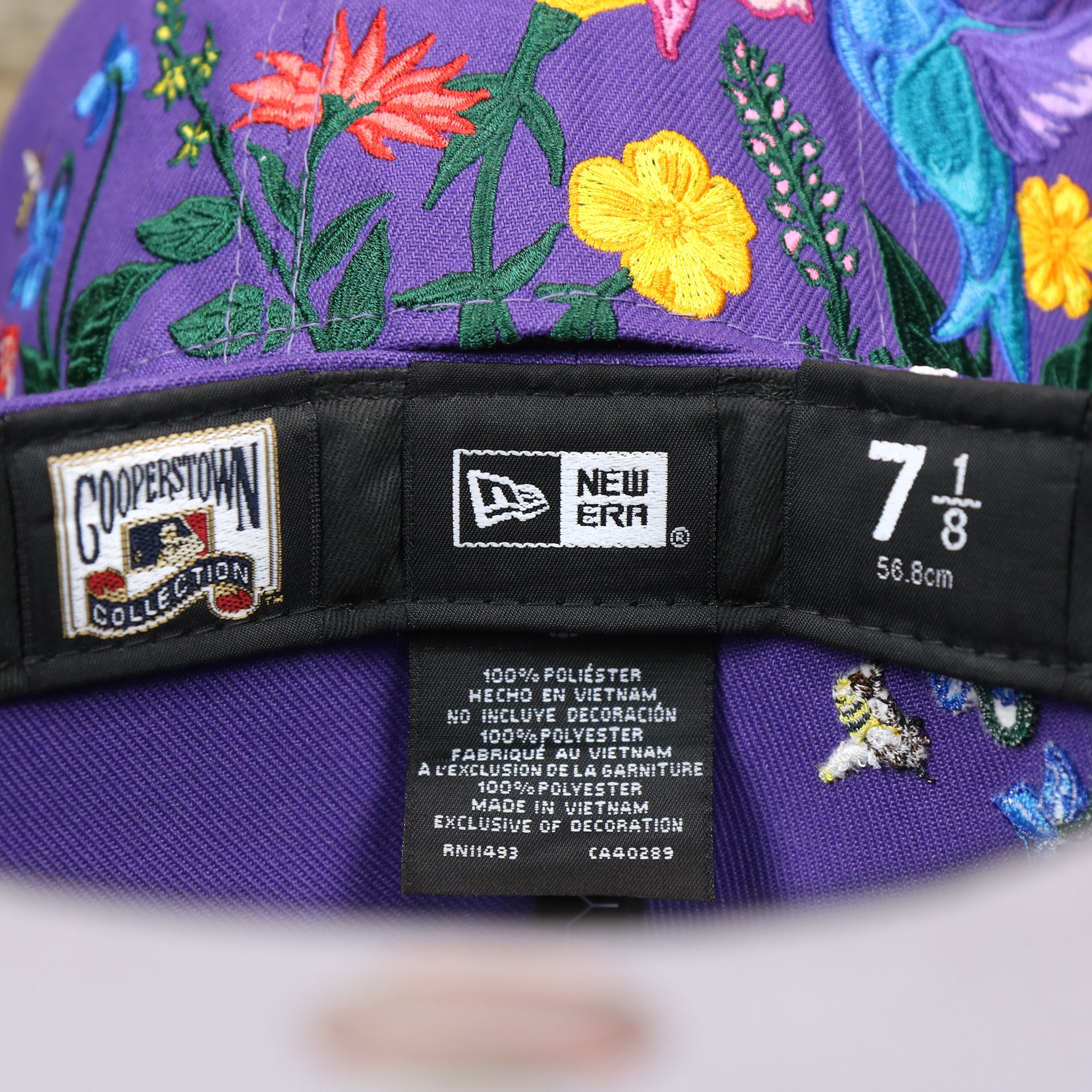 The Tags on the Cooperstown Arizona Diamondbacks Gray Bottom Bloom Spring Embroidery 59Fifty Fitted Cap | Purple 59Fifty Cap