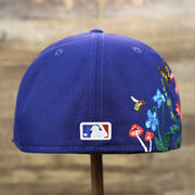 The backside of the Los Angeles Dodgers Gray Bottom Bloom Spring Embroidery 59Fifty Fitted Cap | Royal Blue 59Fifty Cap