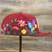 The wearer's right on the Cooperstown Philadelphia Phillies Gray Bottom Bloom Spring Embroidery 59Fifty Fitted Cap | Maroon 59Fifty Cap