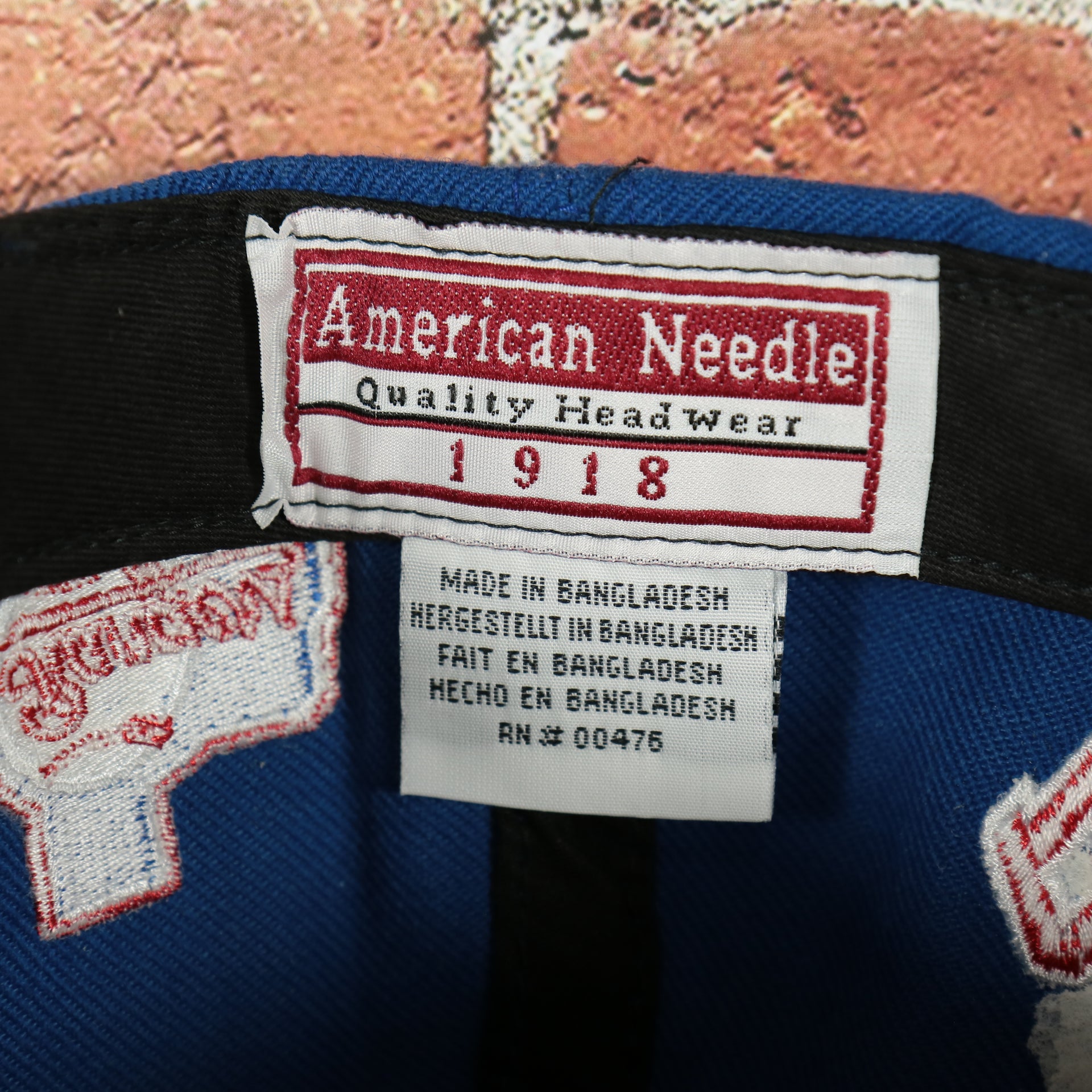 american needle label on the Cooperstown Texas Rangers Blockhead Green Bottom | Two tone Blue on Red Snapback Hat