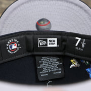 The Tags on the New York Yankees Gray Bottom Bloom Spring Embroidery 59Fifty Fitted Cap | Navy Blue 59Fifty Cap