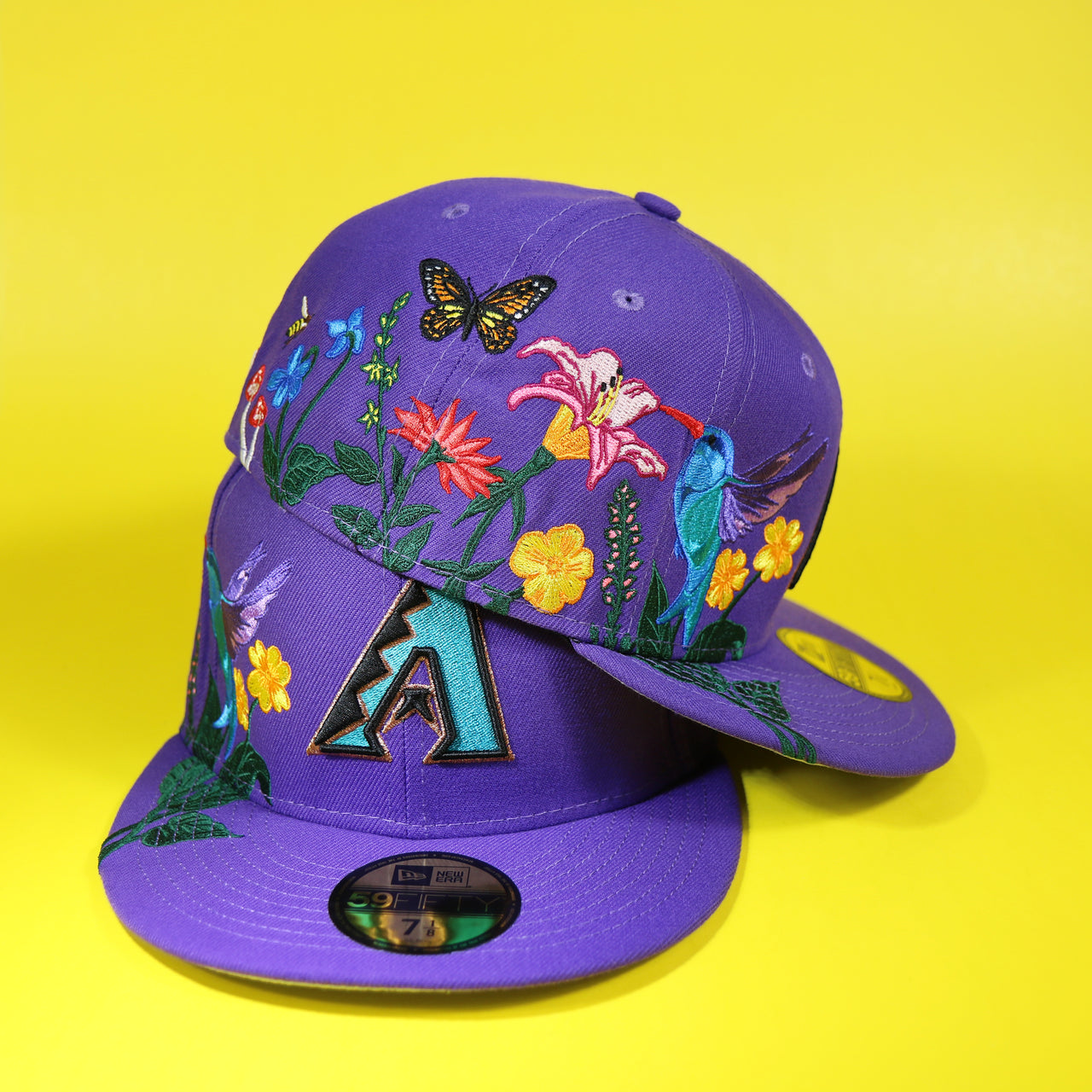 Cooperstown Arizona Diamondbacks Gray Bottom Bloom Spring Embroidery 59Fifty Fitted Cap | Purple 5950 Cap