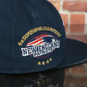 4x superbowl champions patch on the New England Patriots Tribute Turn Grey Bottom | Navy 59Fifty Fitted Cap