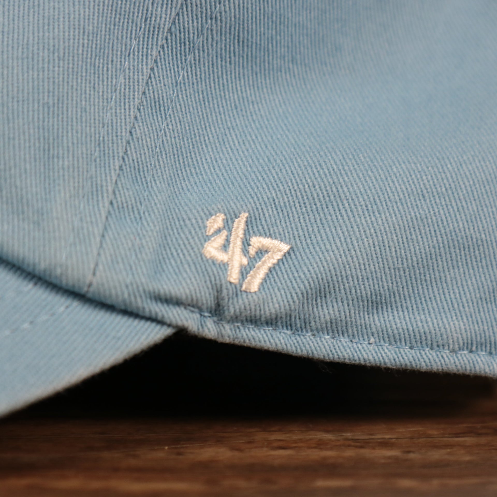 Pittsburgh Pirates Pink Bottom Icy Blue Clean Up Dad Hat  Up close '47 Clean Up logo