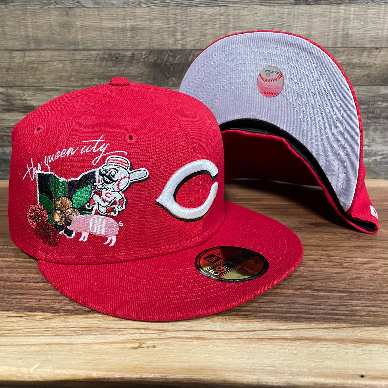 Cincinnati Reds "City Cluster" Side Patch Gray Bottom Red 59Fifty Fitted Cap