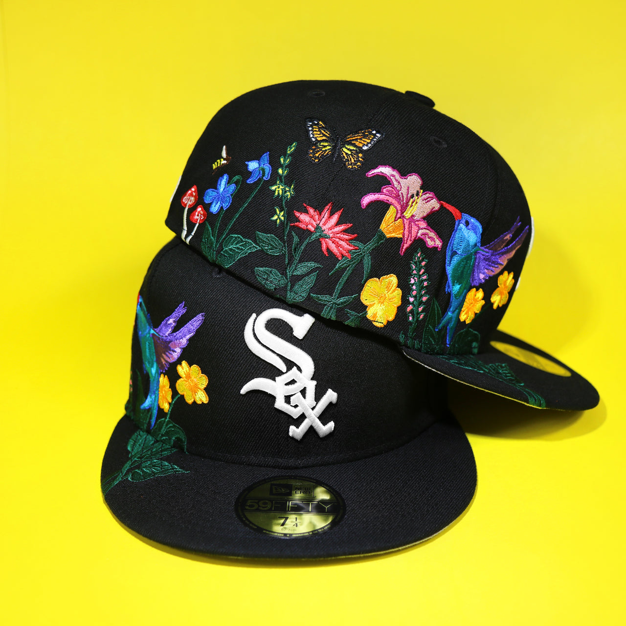 Chicago White Sox Gray Bottom Bloom Spring Embroidery 59Fifty Fitted Cap | Black 59Fifty Cap