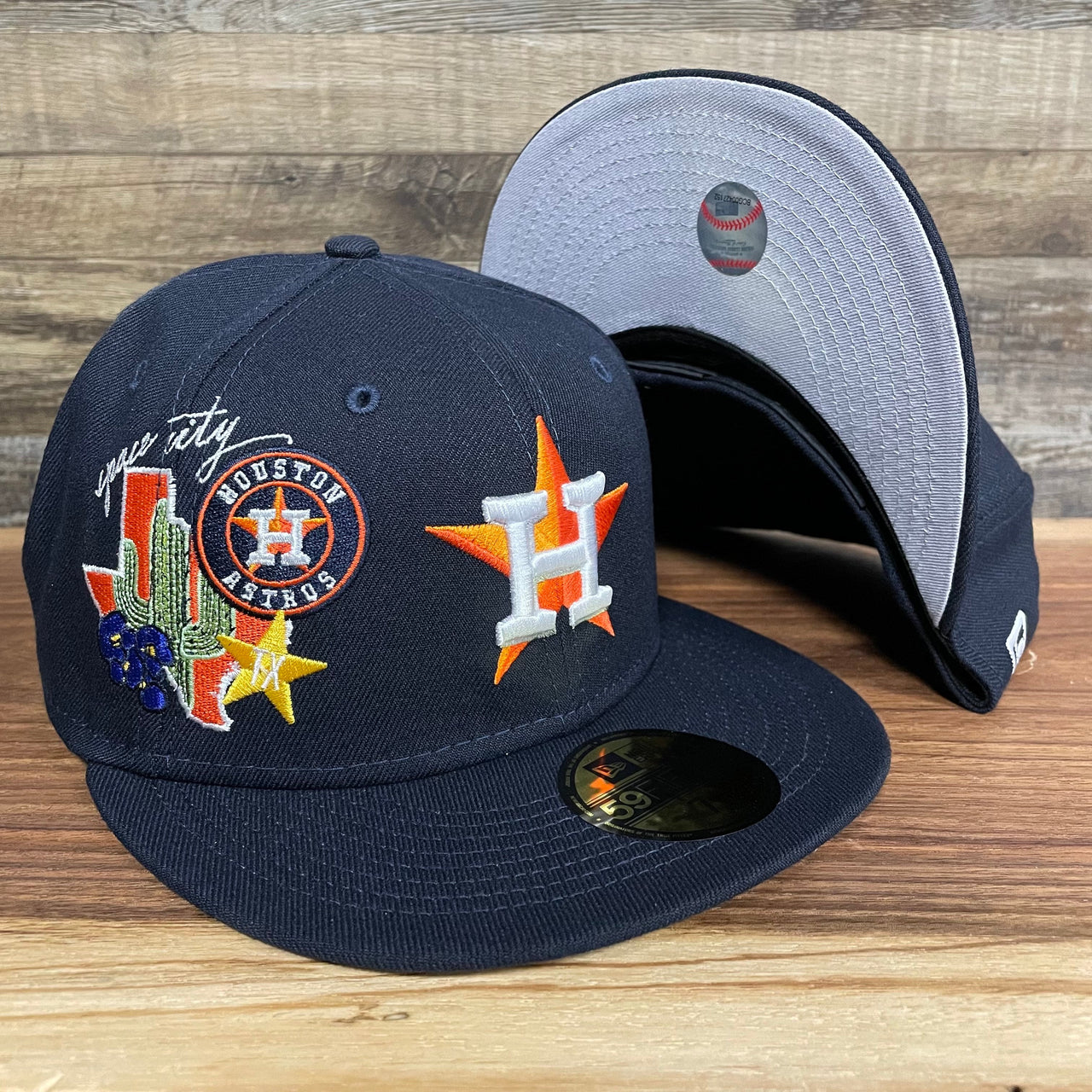 Houston Astros "City Cluster" Side Patch Gray Bottom Navy 59Fifty Fitted Cap