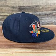 Wearer's right of the Houston Astros "City Cluster" Side Patch Gray Bottom Navy 59Fifty Fitted Cap