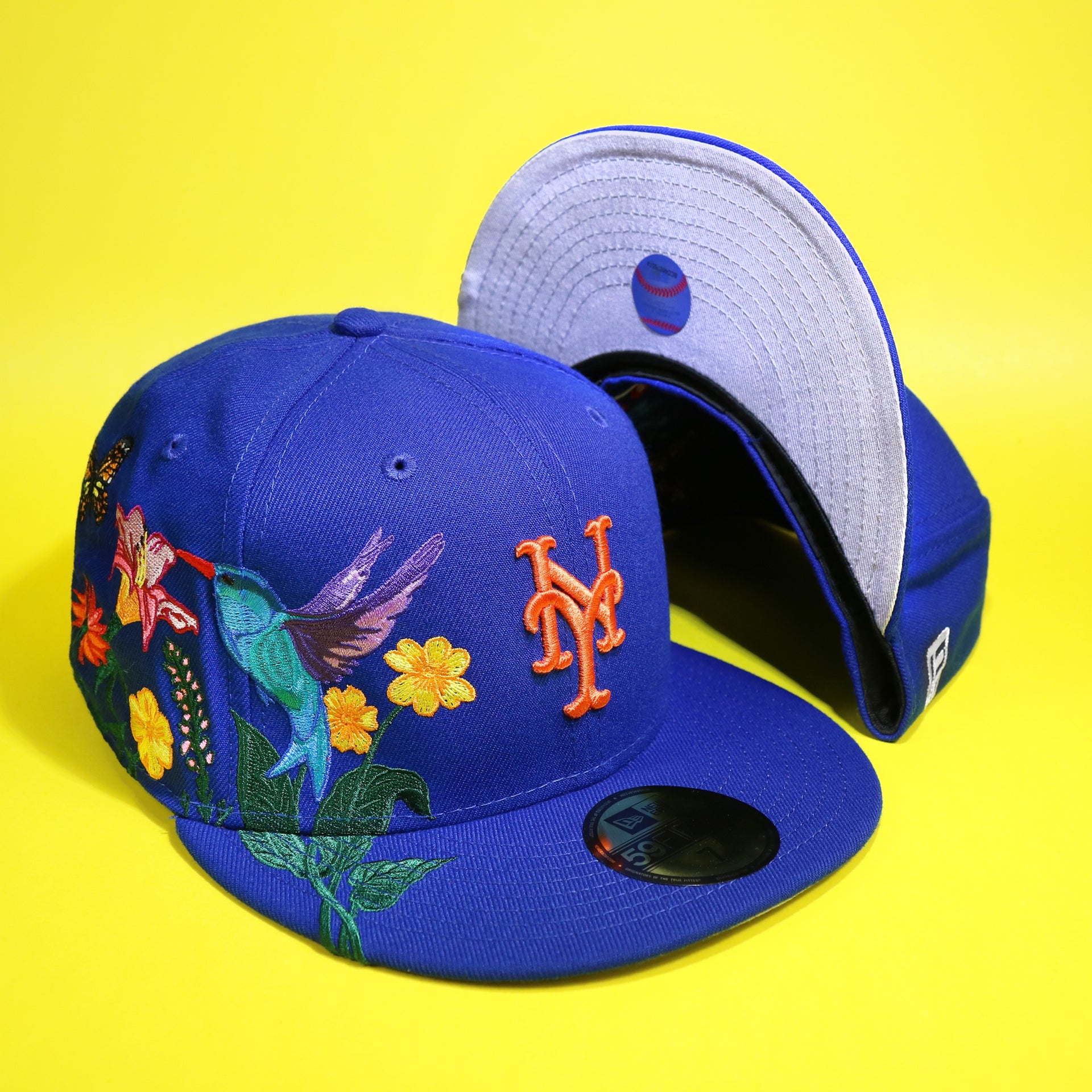 The New York Mets Gray Bottom Bloom Spring Embroidery 59Fifty Fitted Cap | Royal Blue 59Fifty Cap with a gray bottom