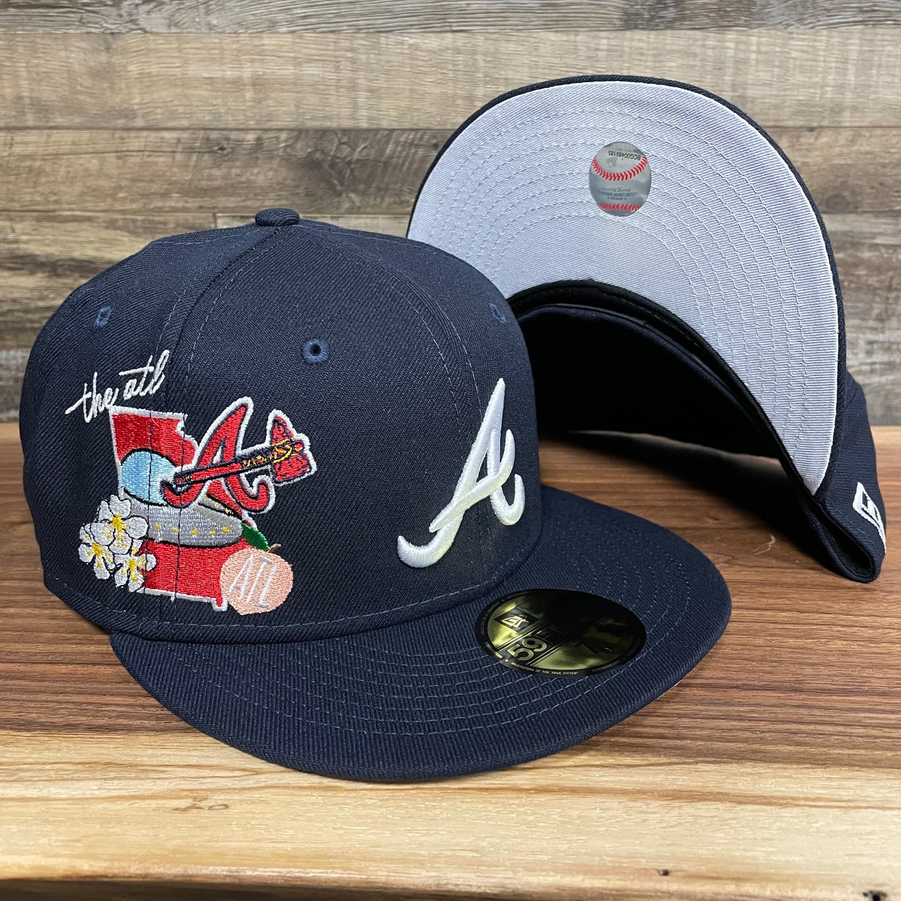 Atlanta Braves "City Cluster" Side Patch Gray Bottom Navy 59Fifty Fitted Cap