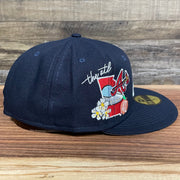 Wearer's right of the Atlanta Braves "City Cluster" Side Patch Gray Bottom Navy 59Fifty Fitted Cap