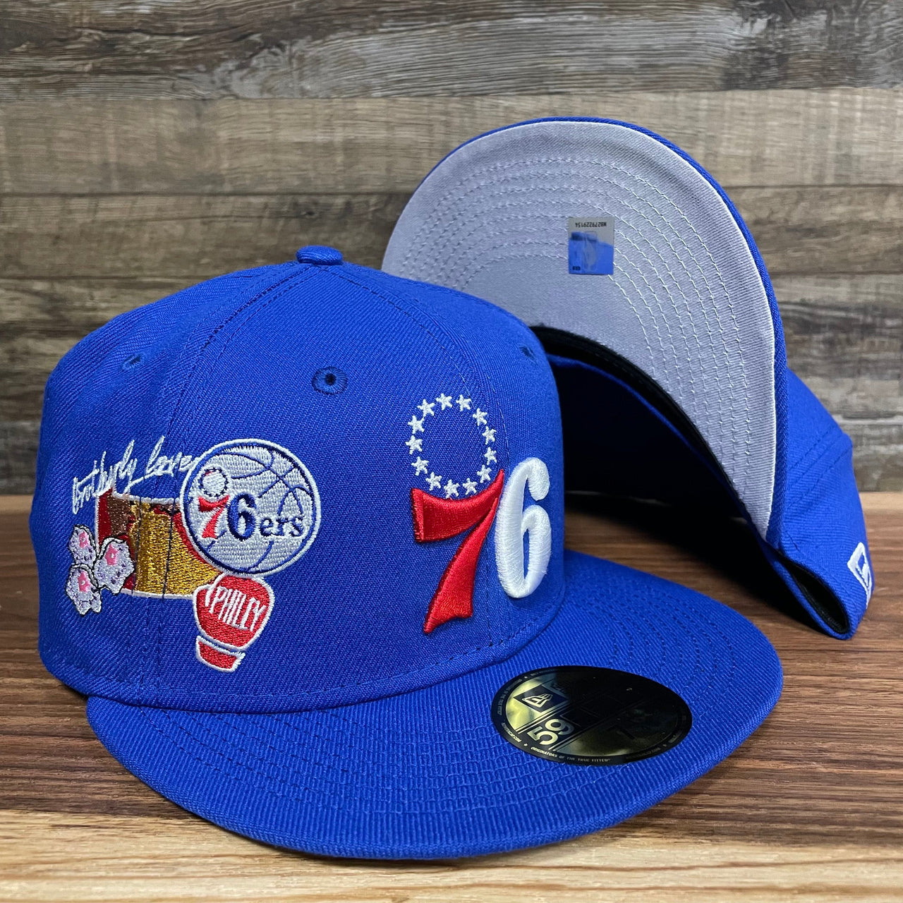 Philadelphia 76ers "City Cluster" Side Patch Gray Bottom Royal 59Fifty Fitted Cap