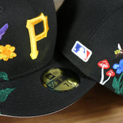 The 59Fifty Sticker on the Pittsburgh Pirates Gray Bottom Bloom Spring Embroidery 59Fifty Fitted Cap | Black 59Fifty Cap