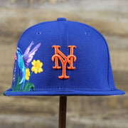 The front of the New York Mets Gray Bottom Bloom Spring Embroidery 59Fifty Fitted Cap | Royal Blue 59Fifty Cap