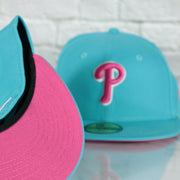 Pink uv on the Philadelphia Phillies 1996 All Star Game Magenta Bottom 59FIFTY Fitted Cap | Vice Blue Pack