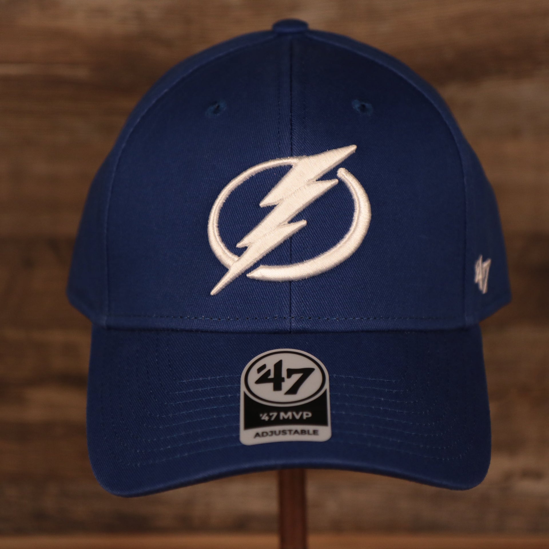 front of the Tampa Bay Lightning Royal Blue Adjustable Dad Hat