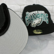 grey under visor on the NEW ERA | PHILADELPHIA EAGLES | 2018 SUPER BOWL LII CHAMPIONS | 59FIFTY FITTED CAP | BLACK