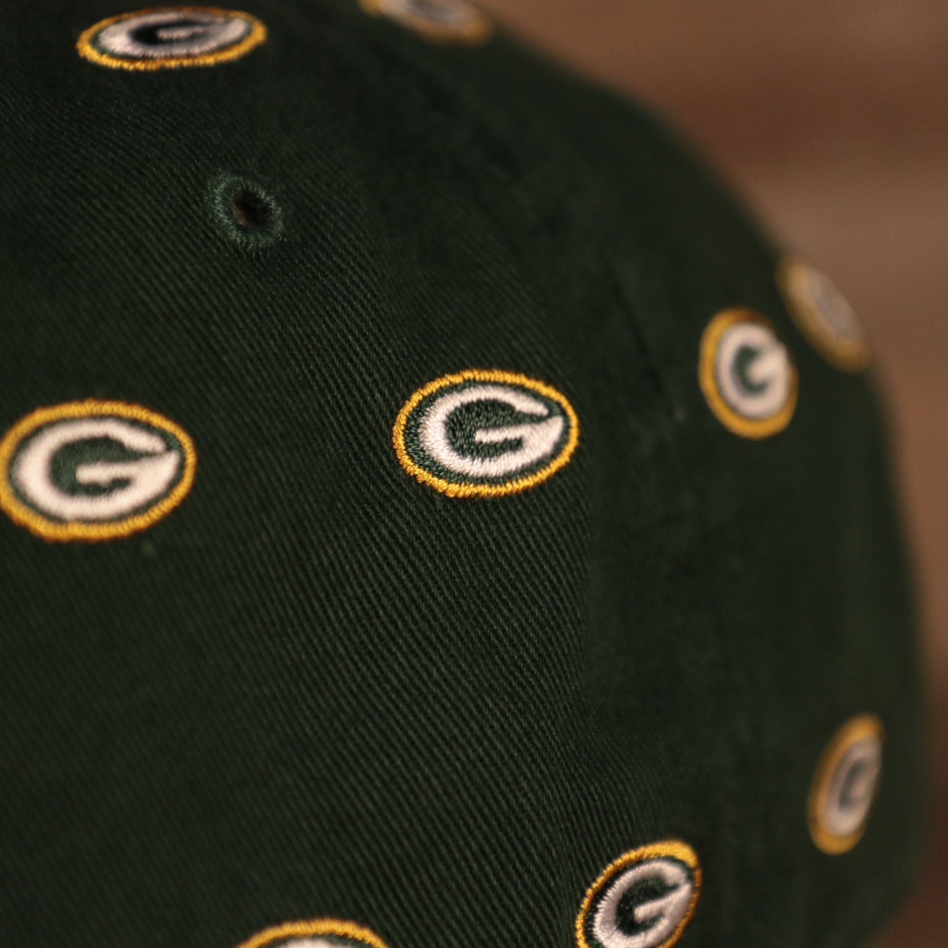 tiny logo shot Green Bay Packers All Over Logo Patch Green Adjustable Dad Hat