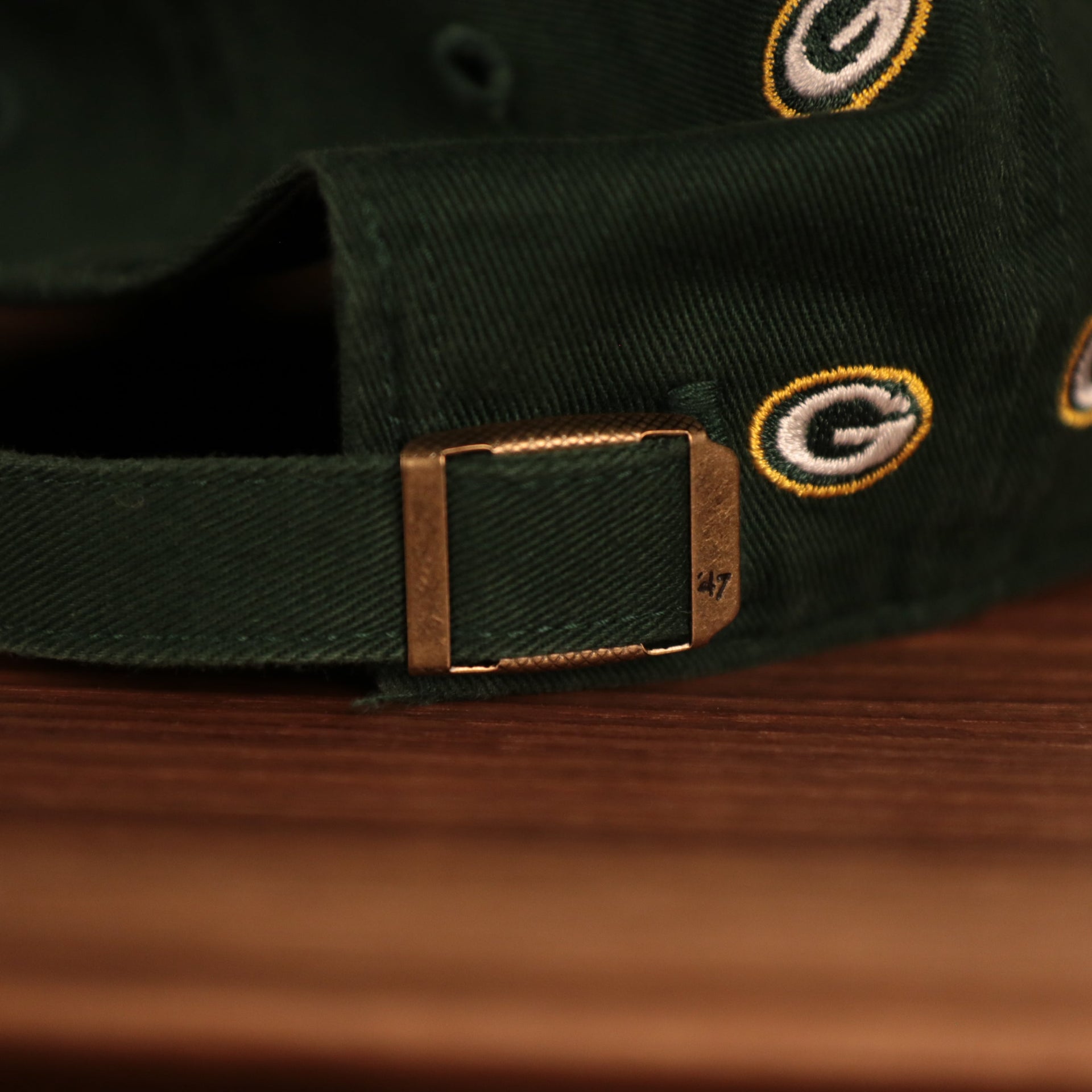 adjustable snap on the back Green Bay Packers All Over Logo Patch Green Adjustable Dad Hat