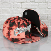 Chicago Bulls Galaxy Red Reflective Script Mitchell and Ness Snapback Hat
