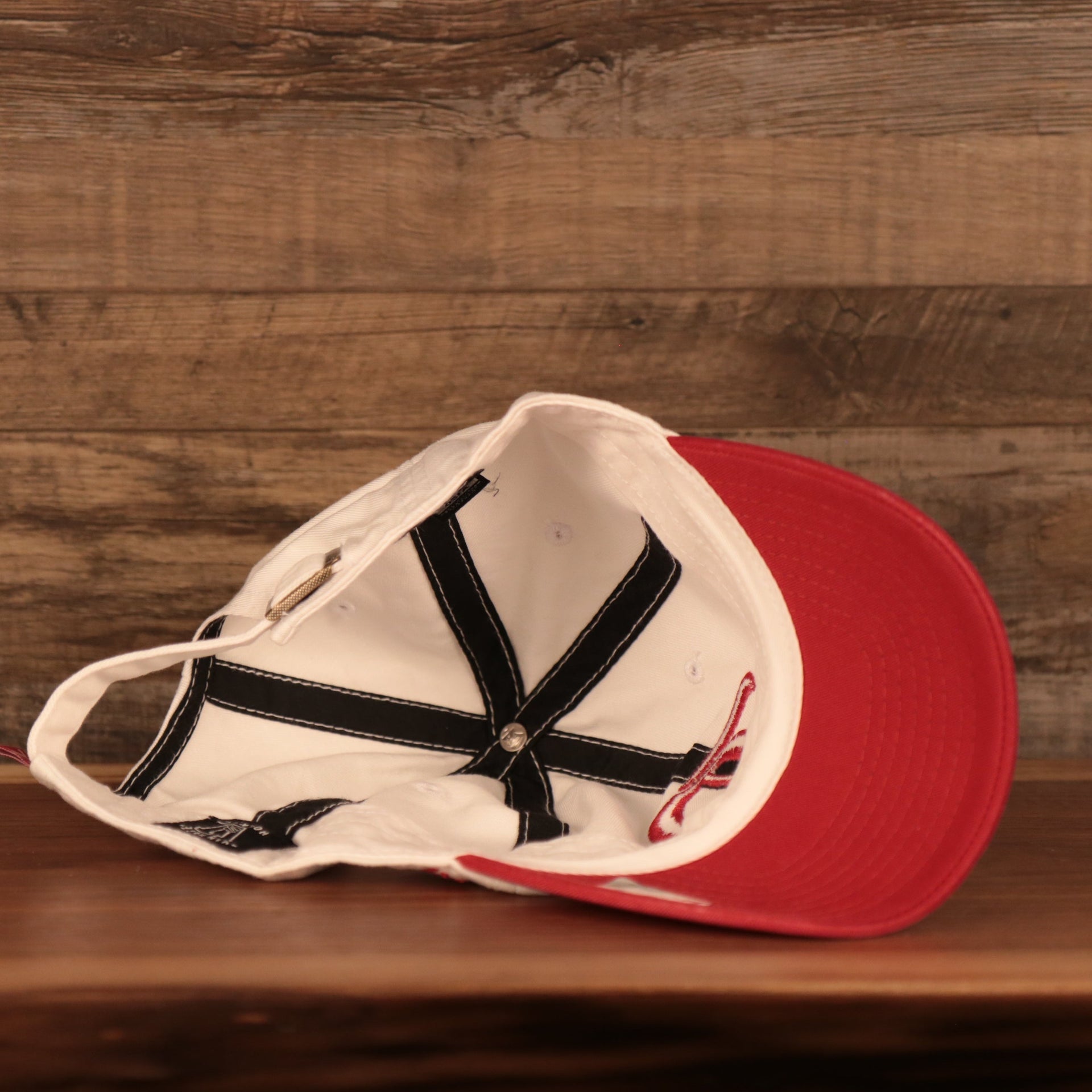 underside of the Detroit Red Wings Cream and Red Retro Adjustable Dad Hat
