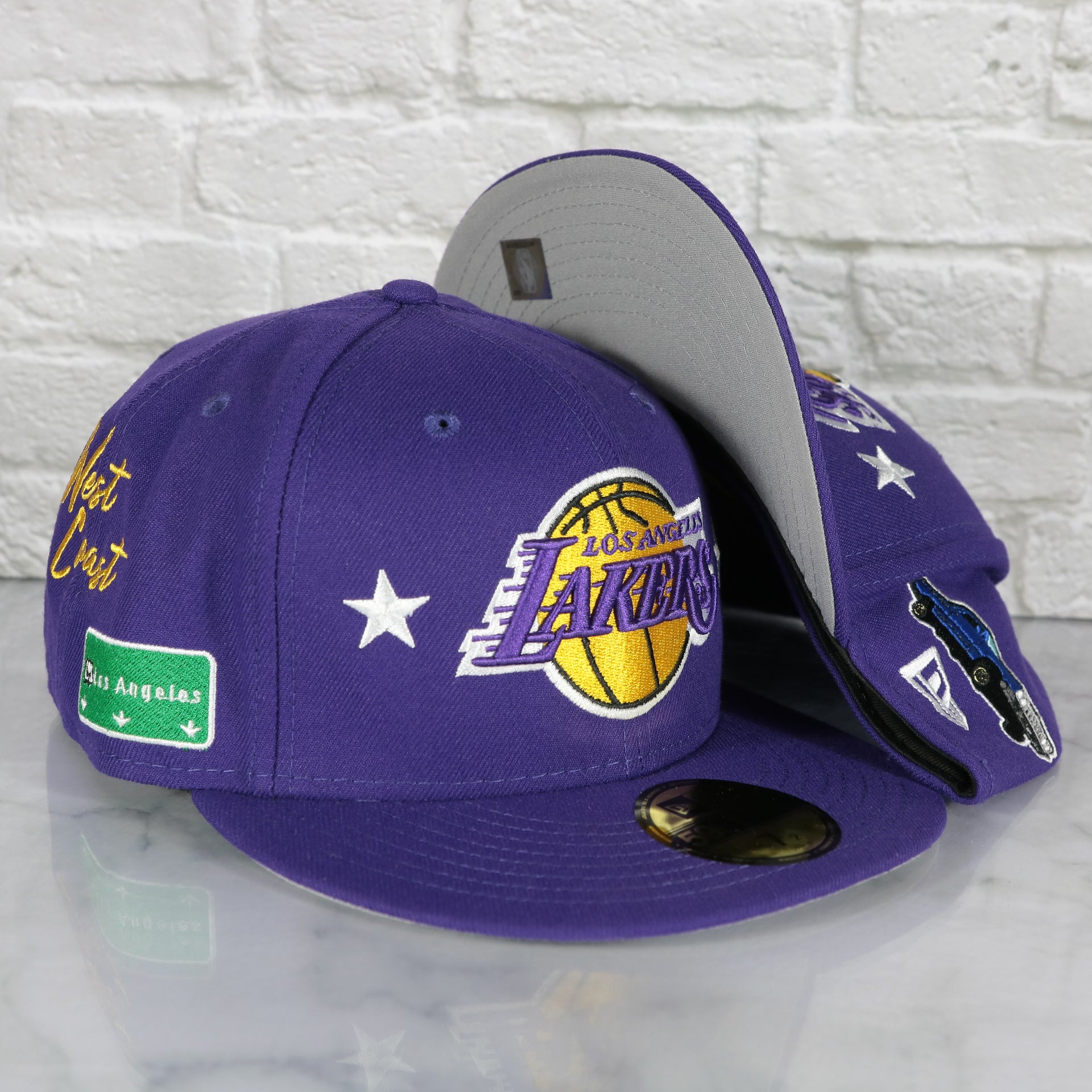 Los Angeles Lakers City Transit All Over Side Patch Gray Bottom 59Fifty Fitted Cap