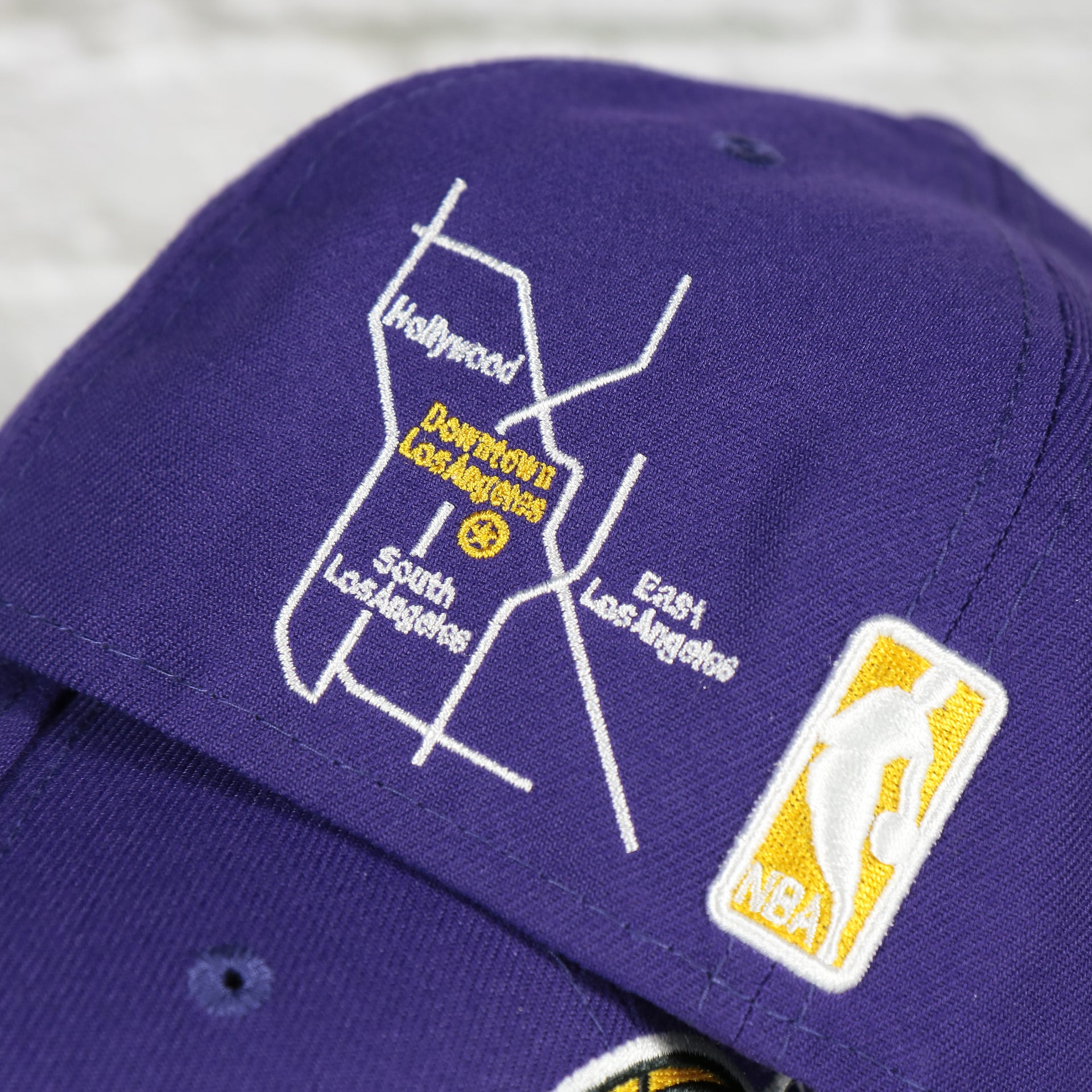 transit map of lakers on the Los Angeles Lakers City Transit All Over Side Patch Gray Bottom 59Fifty Fitted Cap