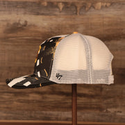 wearers left side of the Boston Bruins Brown, White, and Yellow Retro Adjustable Trucker Dad Hat