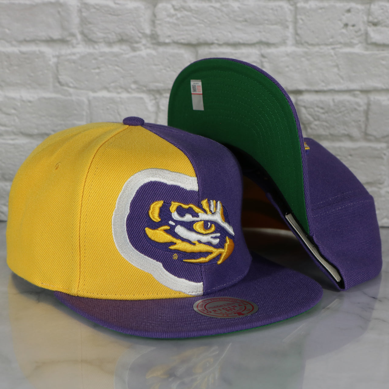 Louisiana State University Tigers Retroline Logo Outline Vintage Snapback Hat | Mitchell and Ness Tigers Snap Cap