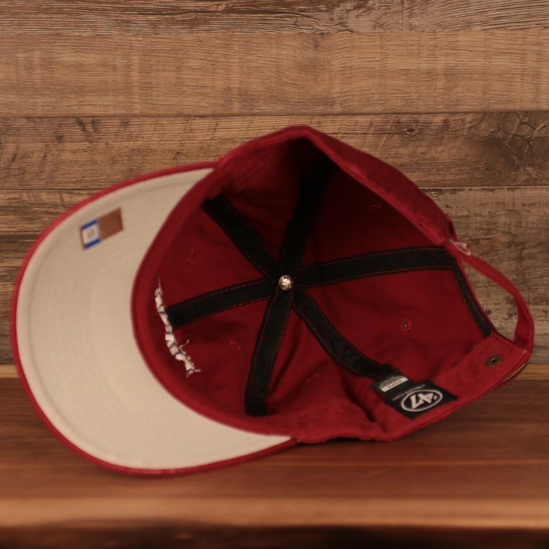 bottom view of the Alabama Crimson Tide Red Adjustable Dad Hat