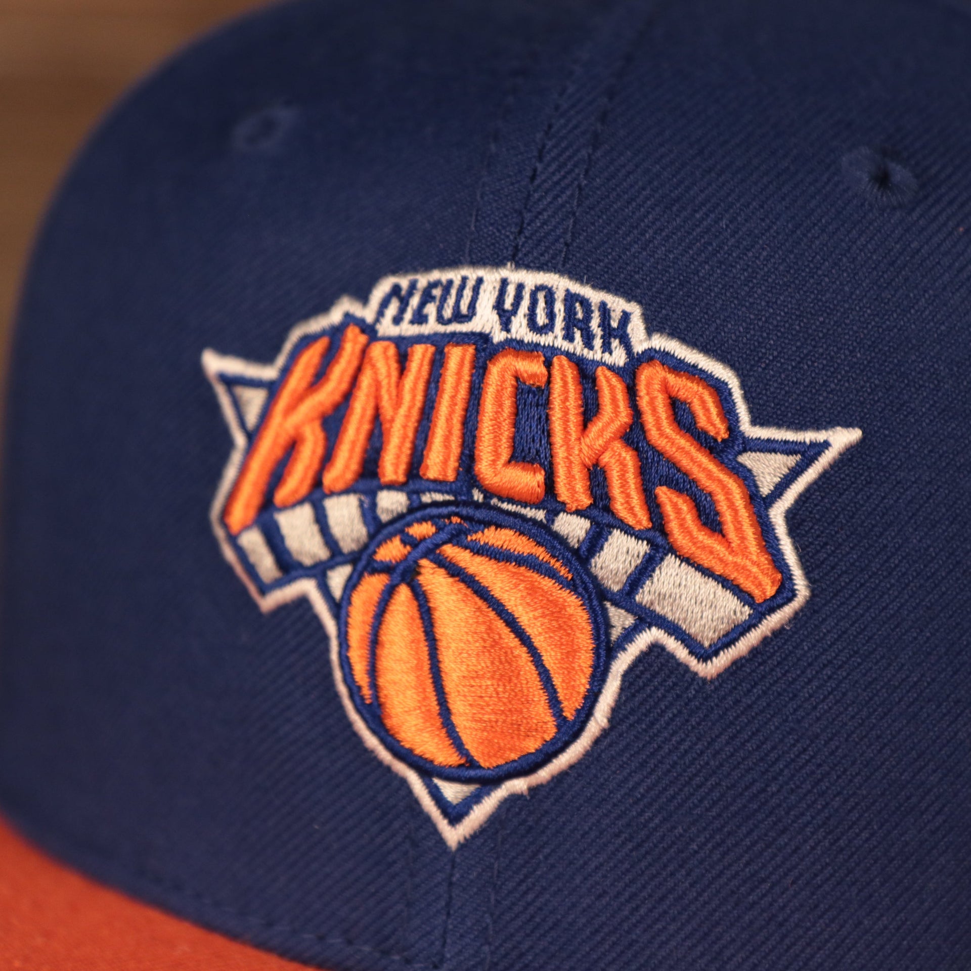 knicks logo New York Knicks Royal Blue and Orange Adjustable Grey Bottom Snapback Hat