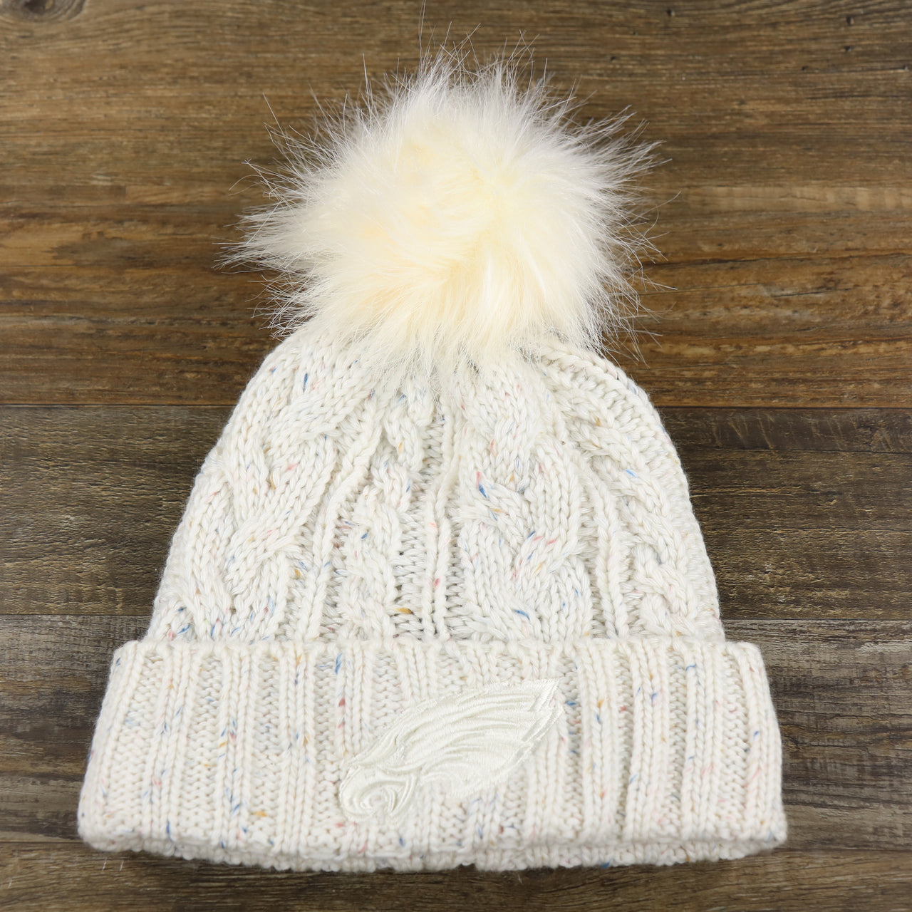 Women’s Philadelphia Eagles Confetti Print Pom Pom Winter Beanie | Cream Winter Beanie