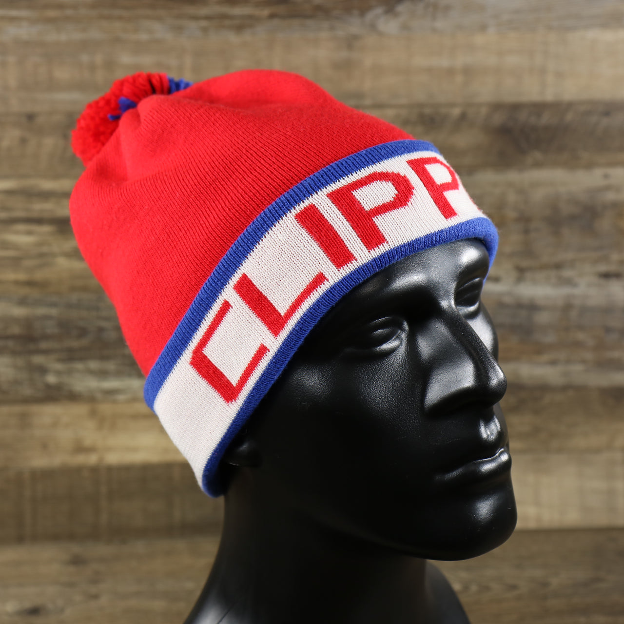 Los Angeles Clippers Split Pom Pom Winter Beanie With Clippers Pin | Red Winter Beanie