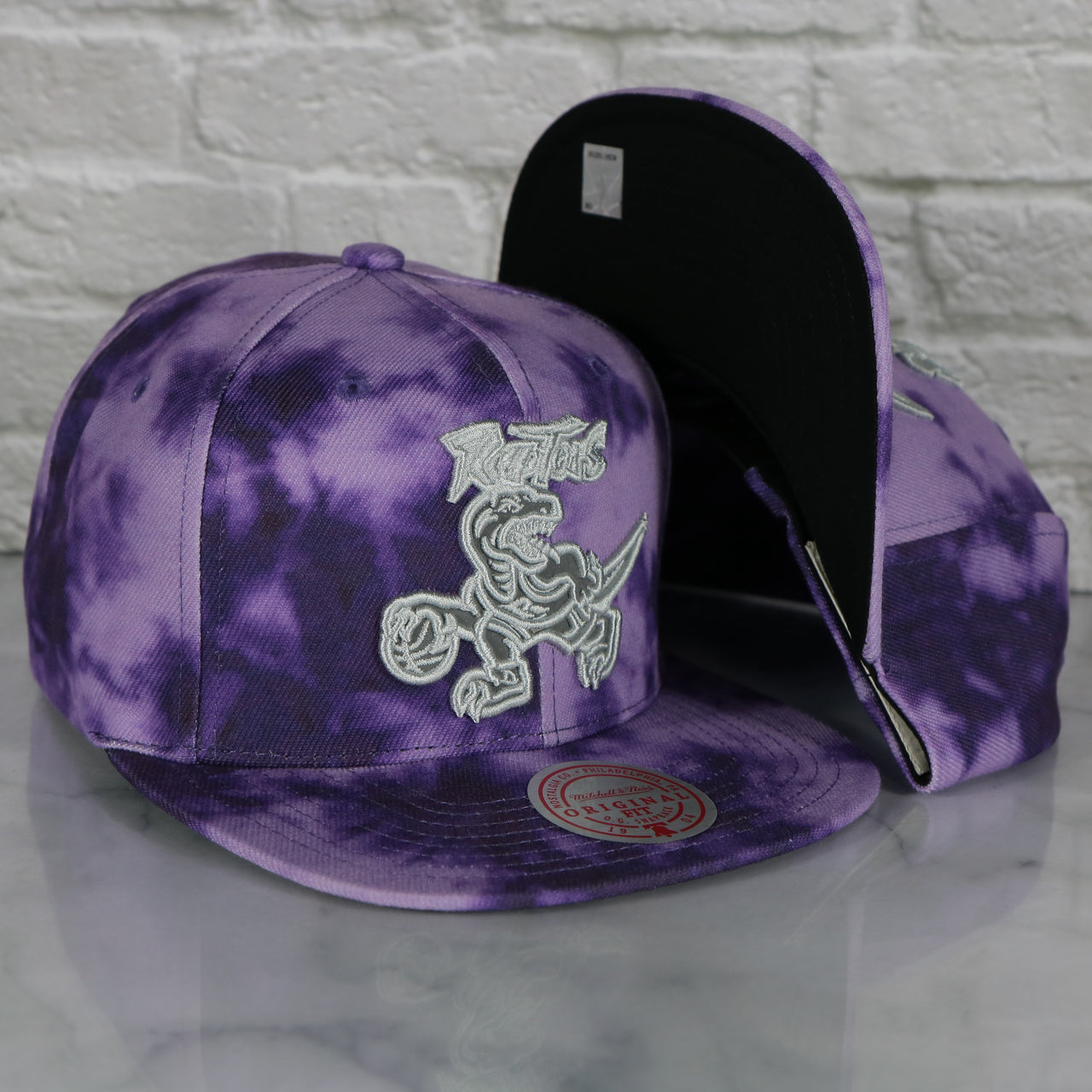 Toronto Raptors Galaxy Purple Reflective Script Mitchell and Ness Snapback Hat