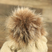 Youth Fisherman Knit Winter Beanie With Faux Fur Pom Pom | Khaki Winter Beanie