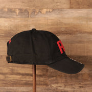wearers right side of the Rutgers University Throwback Black Adjustable Dad Hat