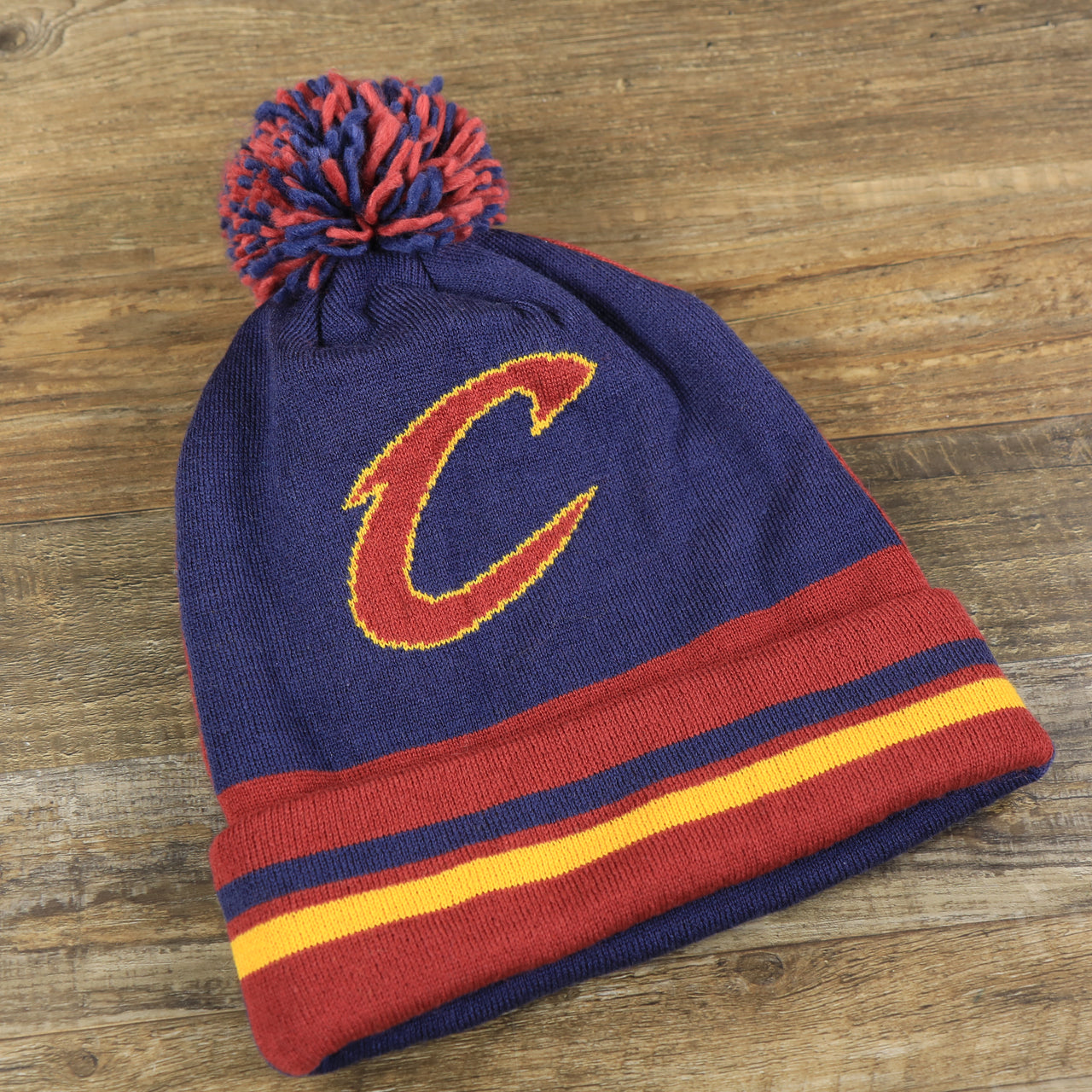 Cleveland Cavaliers Retro Logo Two Sided Cuffed Winter Beanie | Maroon And Navy Blue Winter Beanie