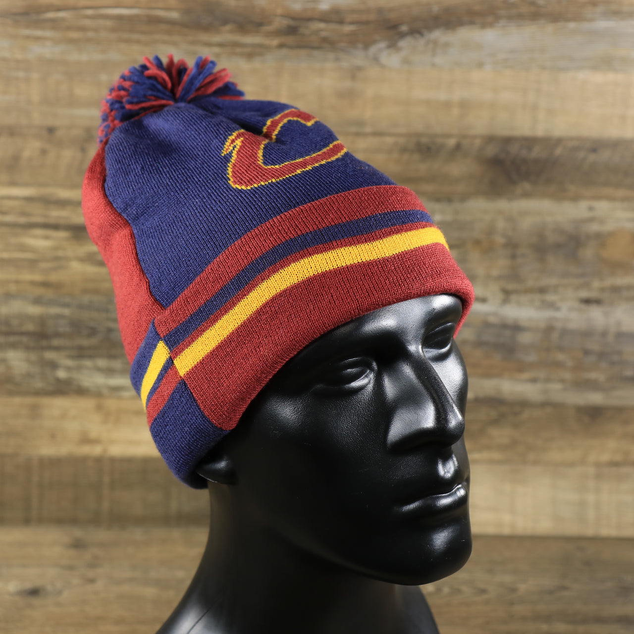 Cleveland Cavaliers Retro Logo Two Sided Cuffed Winter Beanie | Maroon And Navy Blue Winter Beanie