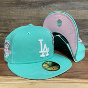 50th Anniversary Los Angeles Dodgers Palm Tree Pink Bottom Side Patch 5950 Fitted | "Mint Flamingo"