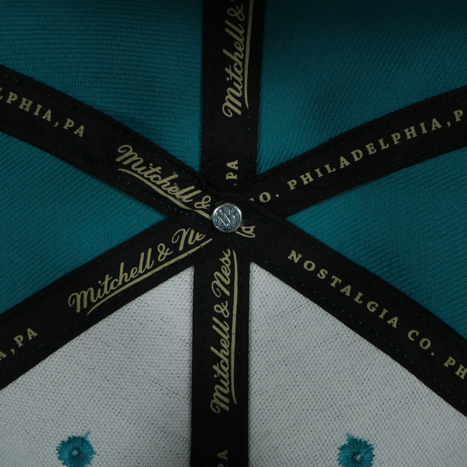 mitchell and ness taping on the Charlotte Hornets Vintage Retro NBA Team Ground 2.0 Mitchell and Ness Snapback Hat | Teal